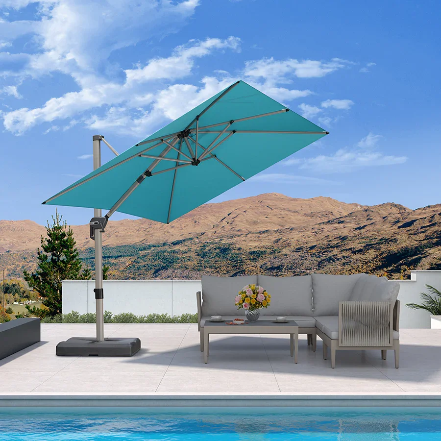 PURPLE LEAF Hailar Deluxe Outdoor Patio Umbrella Aluminum Cantilever Umbrellas - Image 202