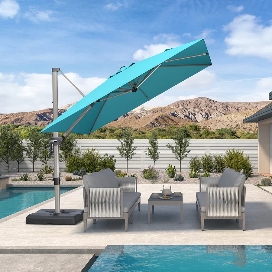 PURPLE LEAF Hailar Deluxe Outdoor Patio Umbrella Aluminum Cantilever Umbrellas - Image 203