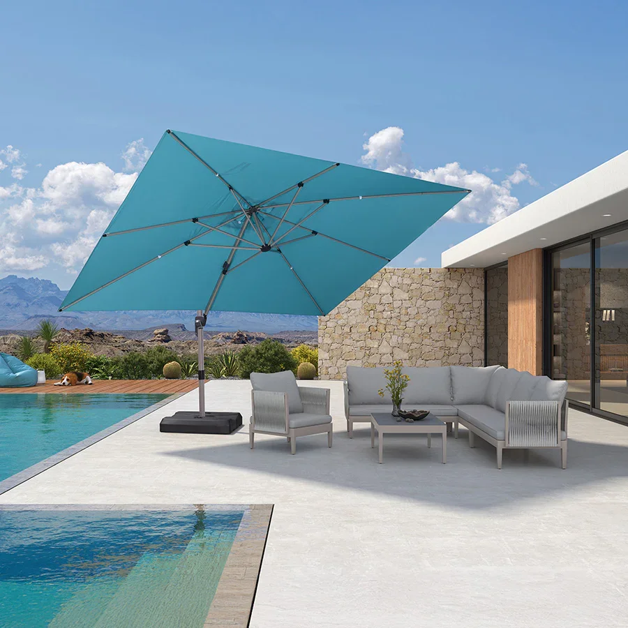 PURPLE LEAF Hailar Deluxe Outdoor Patio Umbrella Aluminum Cantilever Umbrellas - Image 205