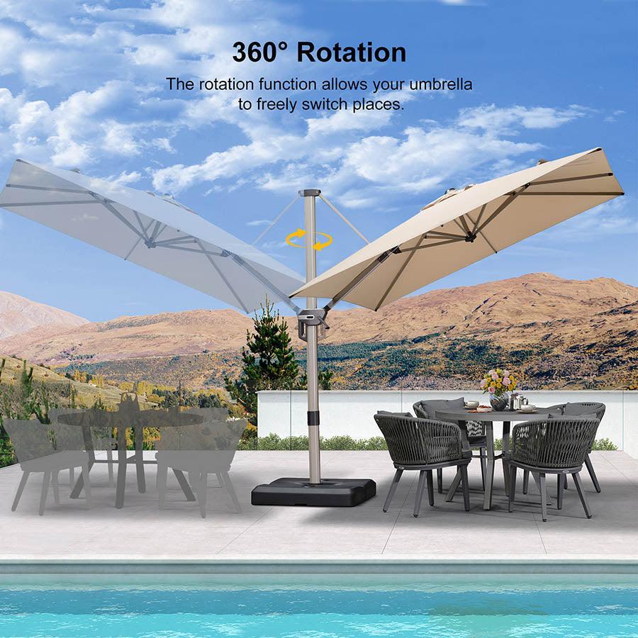 PURPLE LEAF Hailar Deluxe Outdoor Patio Umbrella Aluminum Cantilever Umbrellas - Image 40