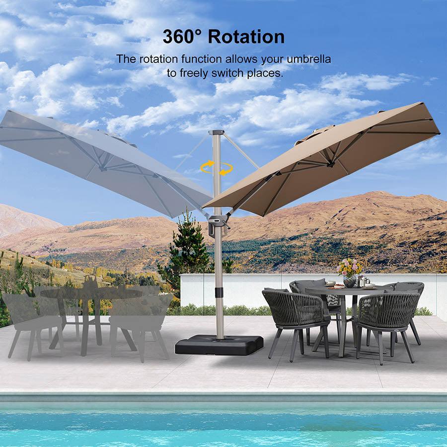 PURPLE LEAF Hailar Deluxe Outdoor Patio Umbrella Aluminum Cantilever Umbrellas - Image 42