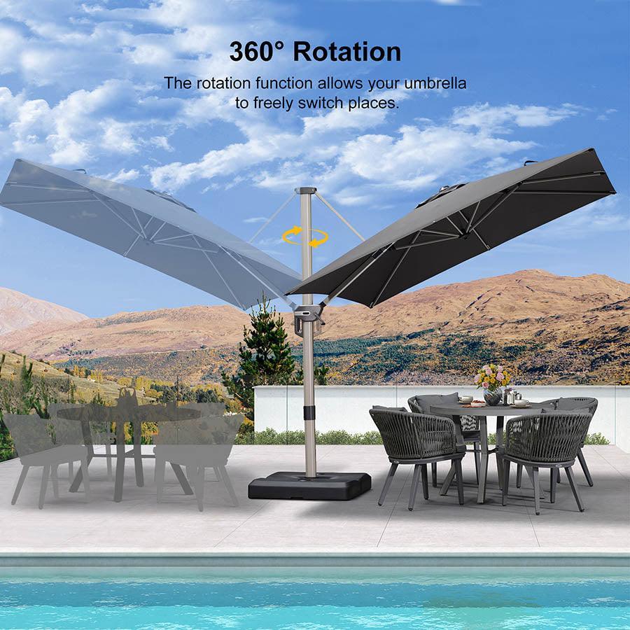 PURPLE LEAF Hailar Deluxe Outdoor Patio Umbrella Aluminum Cantilever Umbrellas - Image 46
