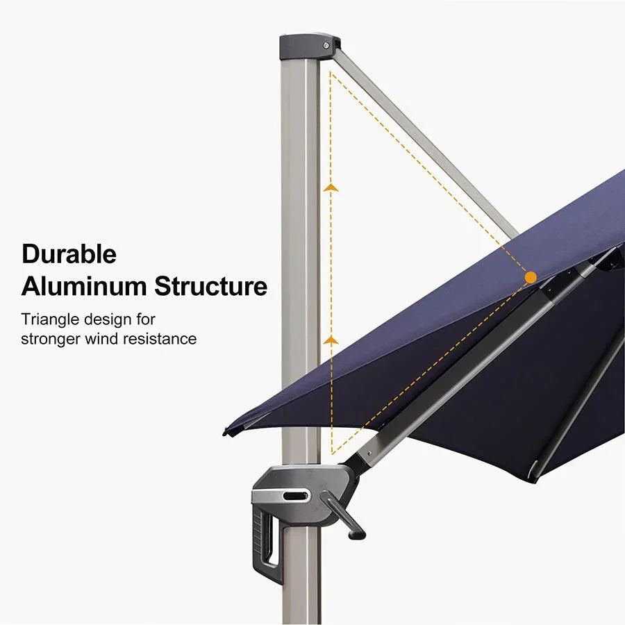 PURPLE LEAF Hailar Deluxe Outdoor Patio Umbrella Aluminum Cantilever Umbrellas - Image 49