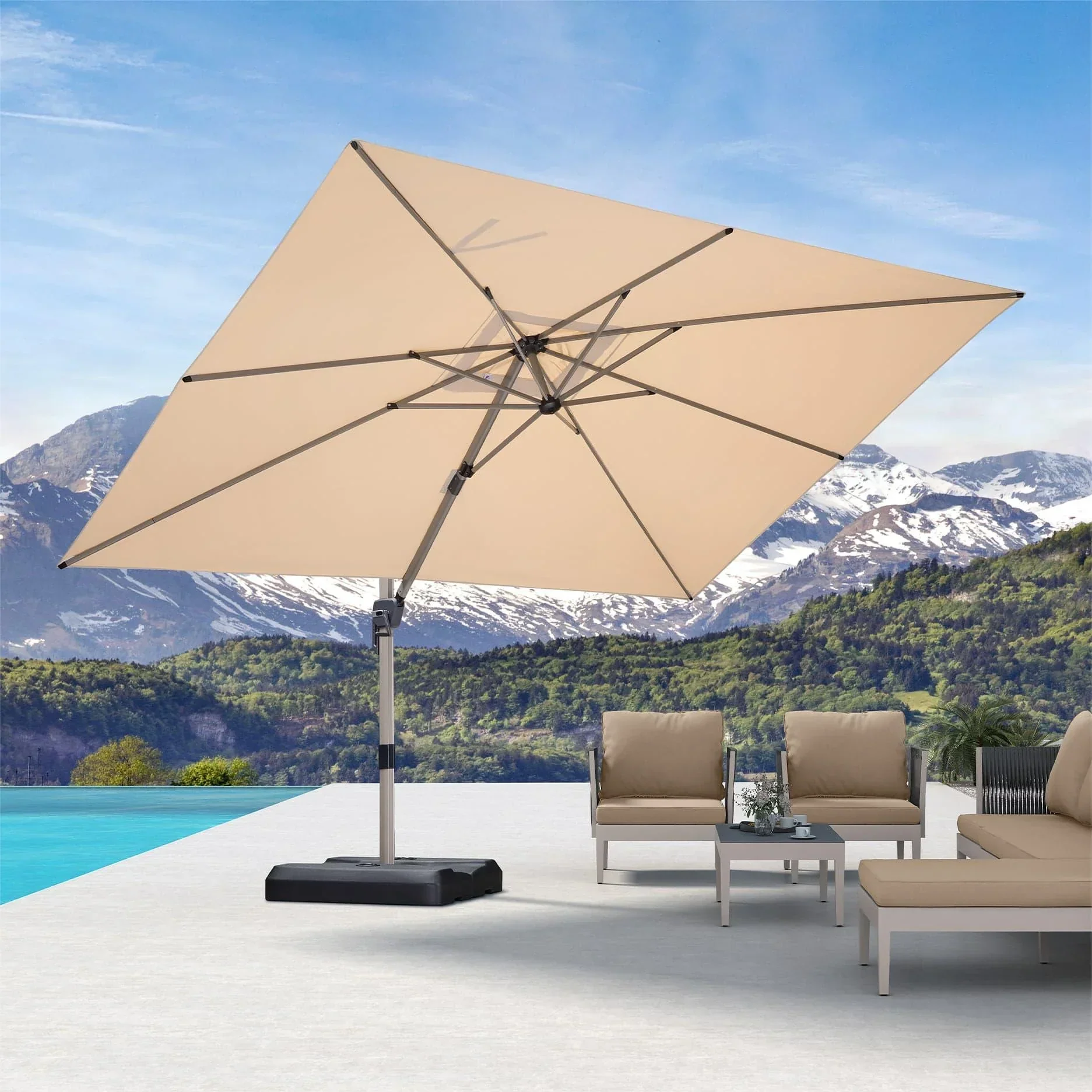 PURPLE LEAF Hailar Deluxe Outdoor Patio Umbrella Aluminum Cantilever Umbrellas - Image 92