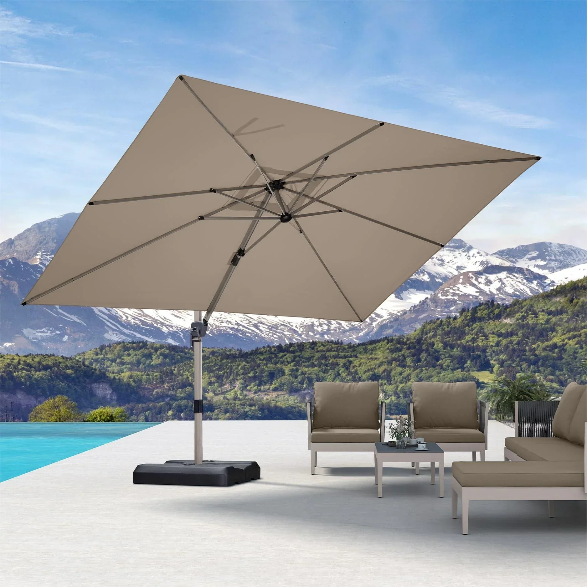 PURPLE LEAF Hailar Deluxe Outdoor Patio Umbrella Aluminum Cantilever Umbrellas - Image 98