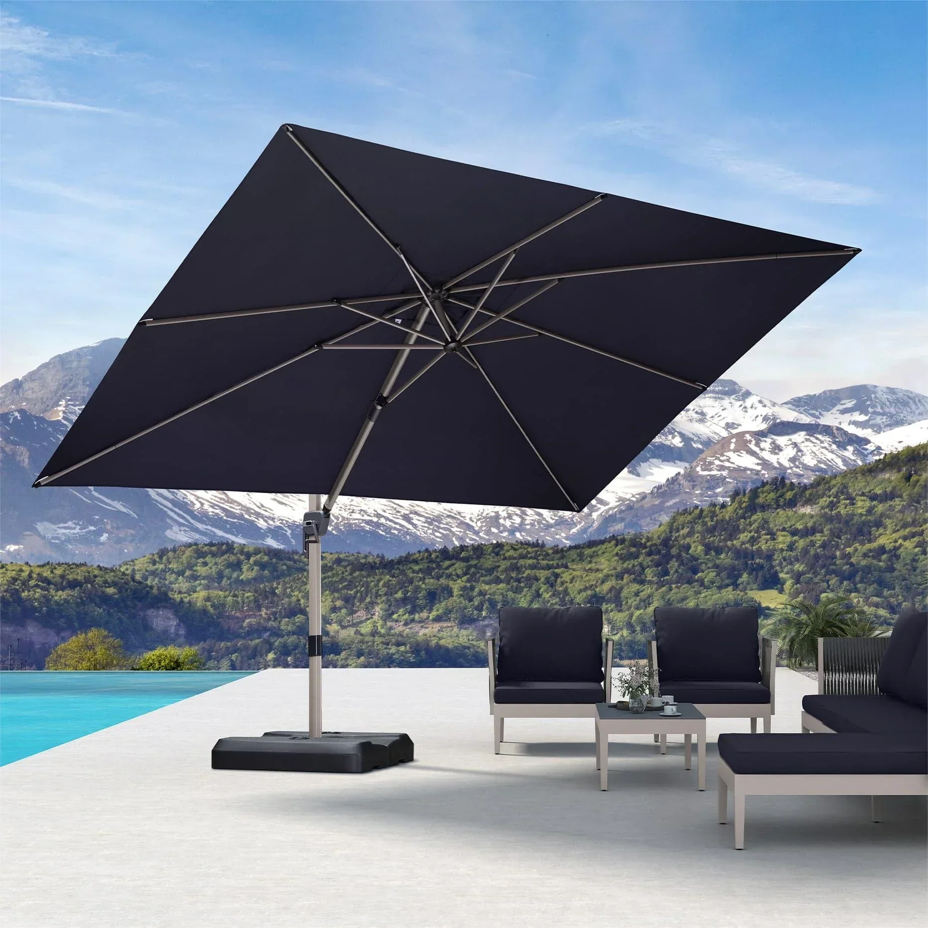 PURPLE LEAF Hailar Deluxe Outdoor Patio Umbrella Aluminum Cantilever Umbrellas - Image 101
