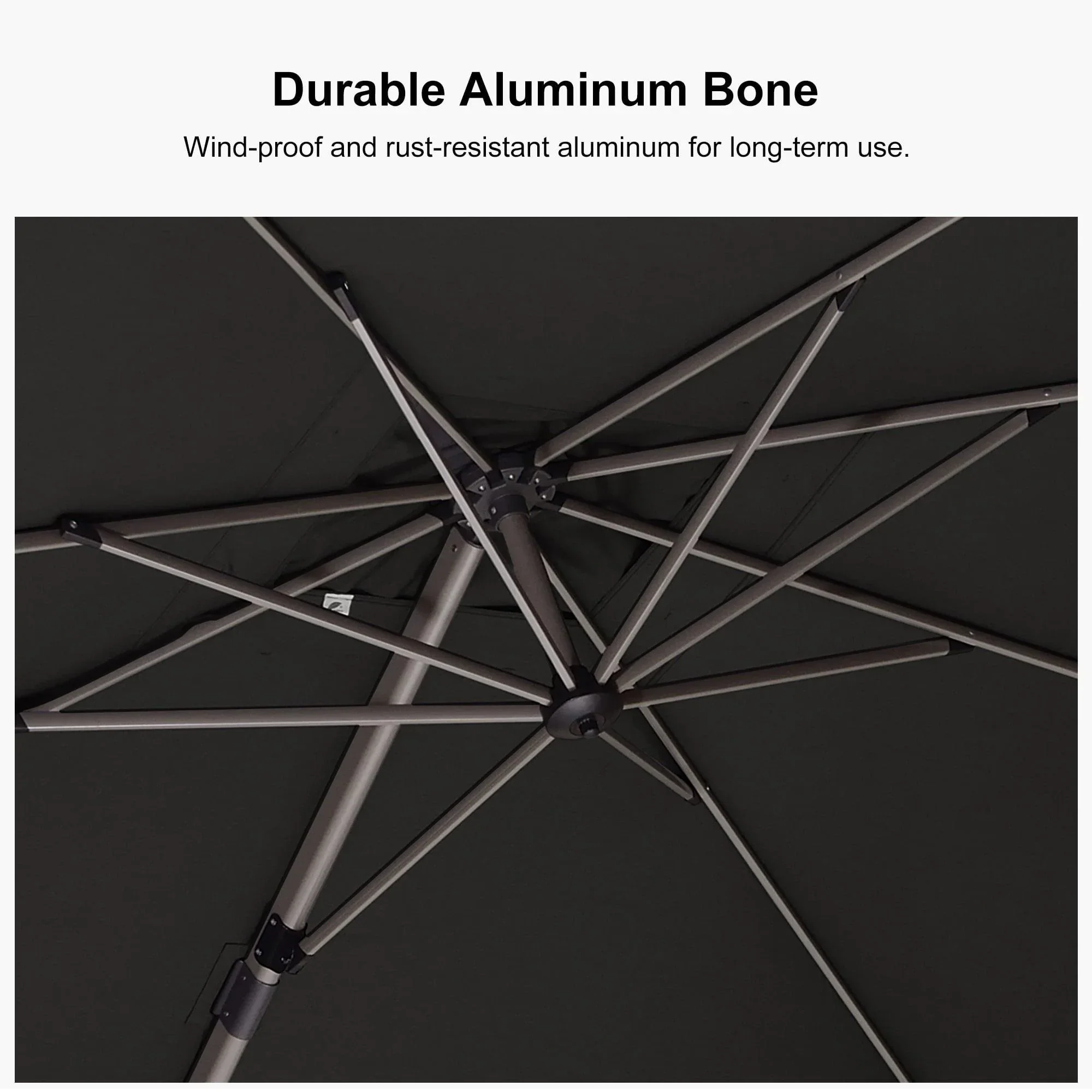 PURPLE LEAF Hailar Deluxe Outdoor Patio Umbrella Aluminum Cantilever Umbrellas - Image 110