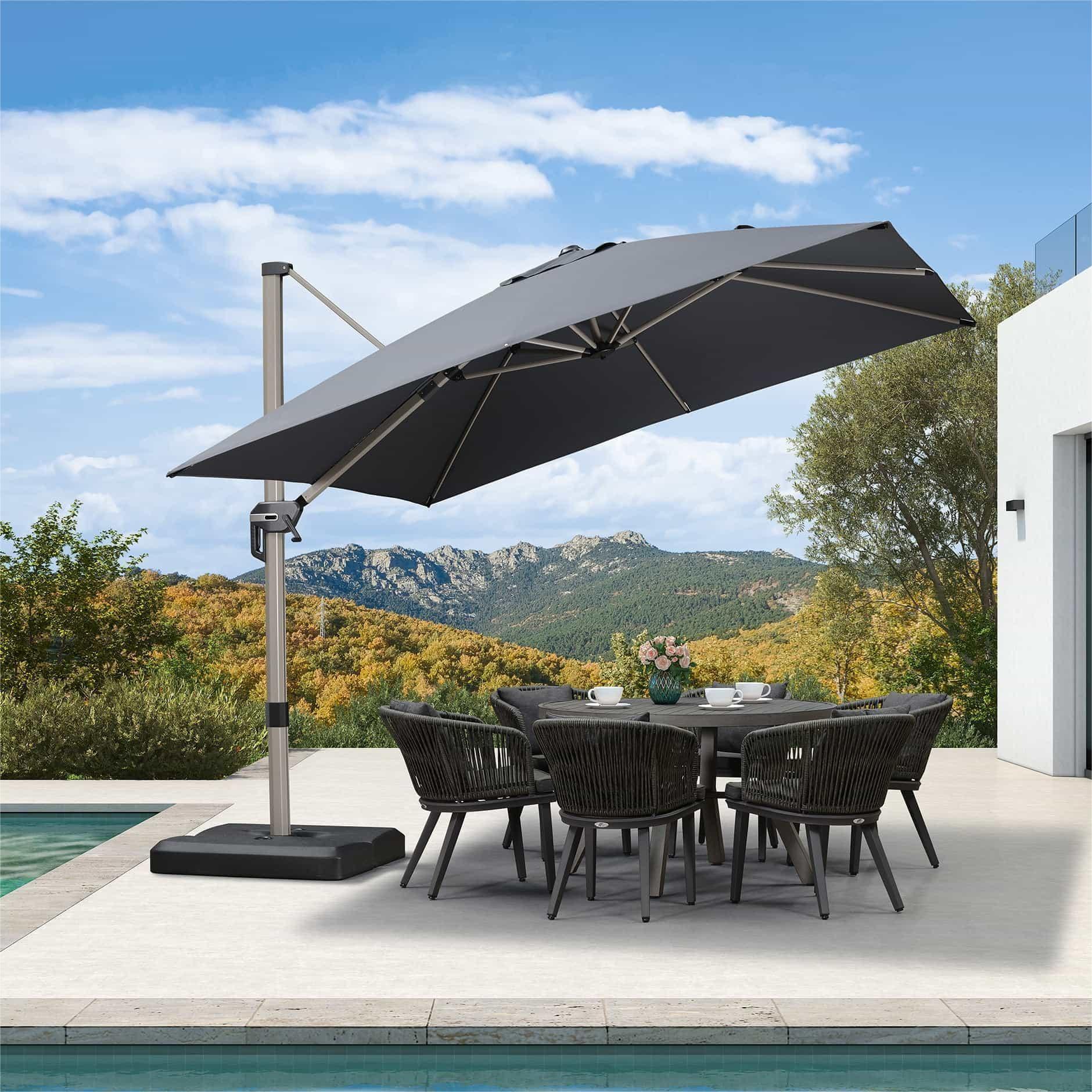 PURPLE LEAF Hailar Deluxe Outdoor Patio Umbrella Aluminum Cantilever Umbrellas - Image 112