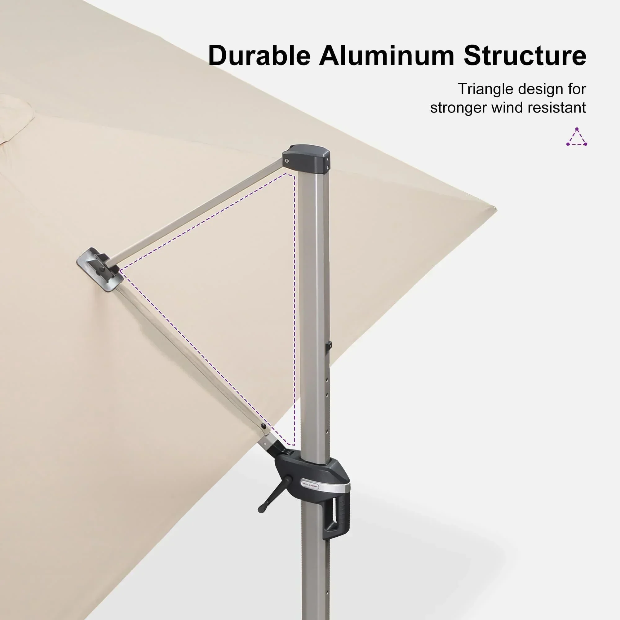 PURPLE LEAF Hailar Deluxe Outdoor Patio Umbrella Aluminum Cantilever Umbrellas - Image 119