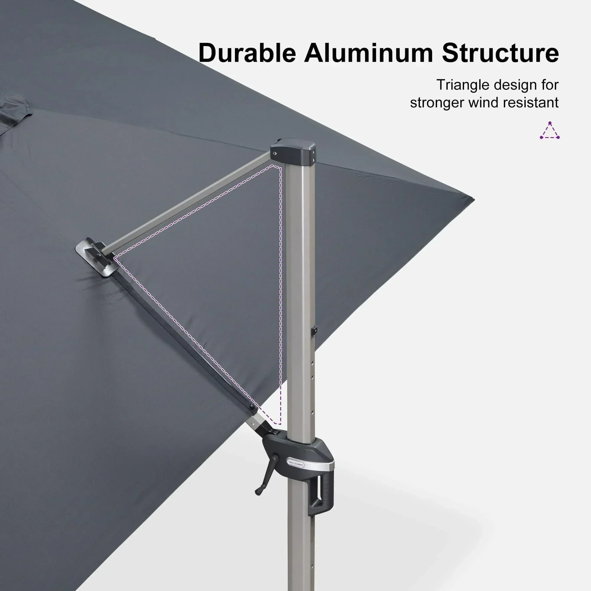 PURPLE LEAF Hailar Deluxe Outdoor Patio Umbrella Aluminum Cantilever Umbrellas - Image 6