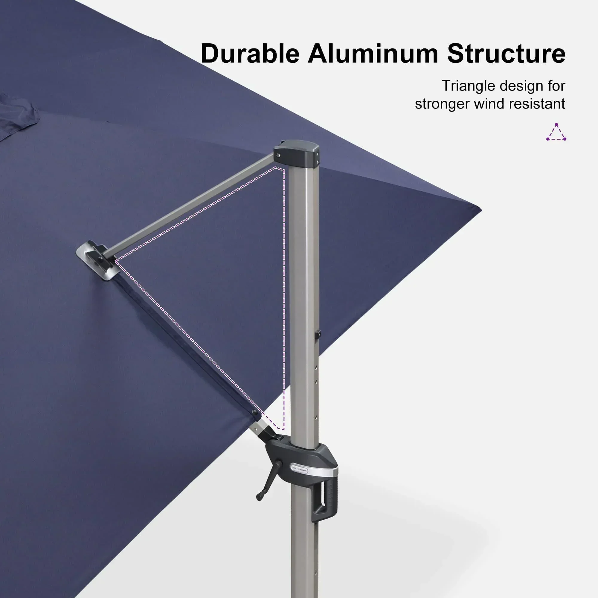 PURPLE LEAF Hailar Deluxe Outdoor Patio Umbrella Aluminum Cantilever Umbrellas - Image 131