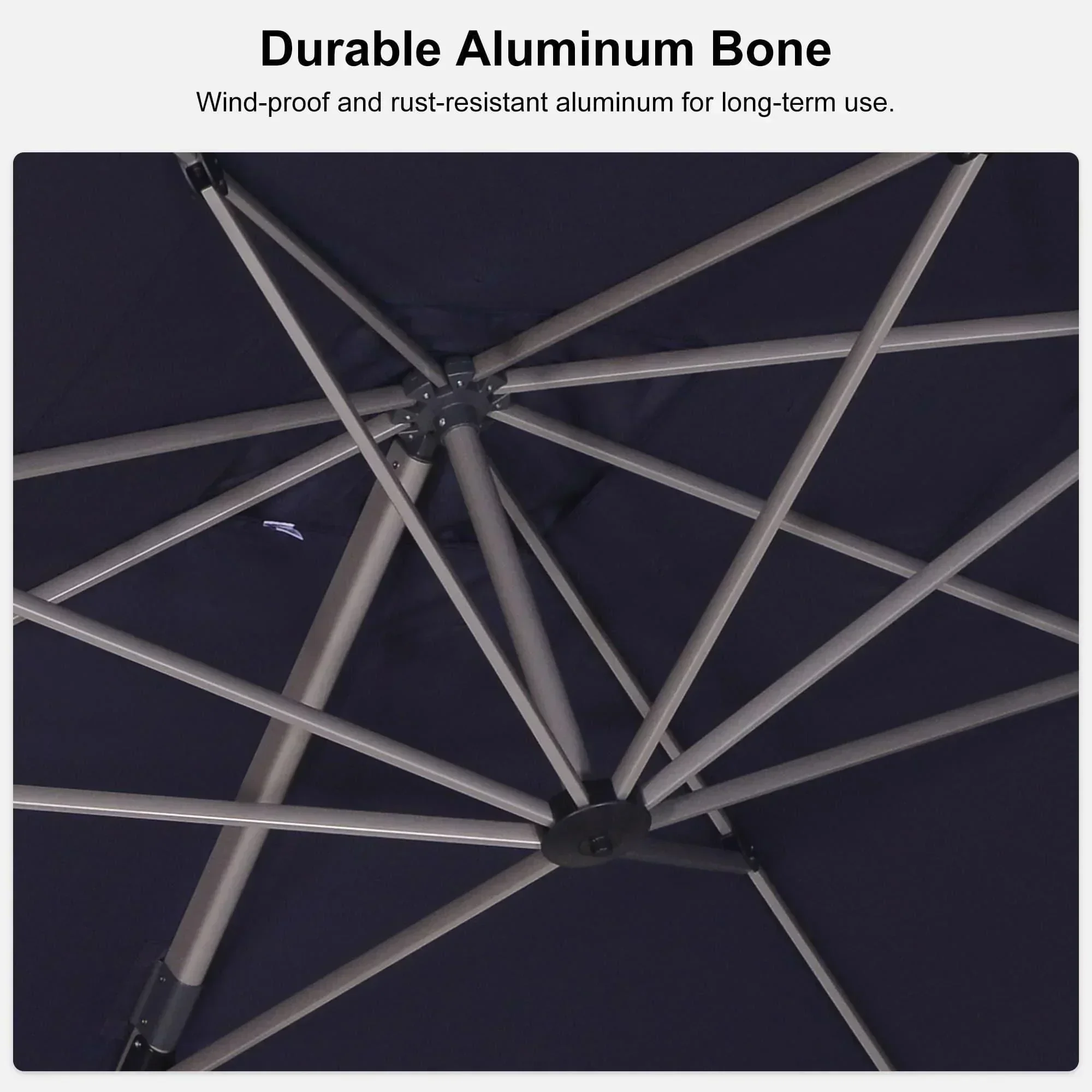 PURPLE LEAF Hailar Deluxe Outdoor Patio Umbrella Aluminum Cantilever Umbrellas - Image 132