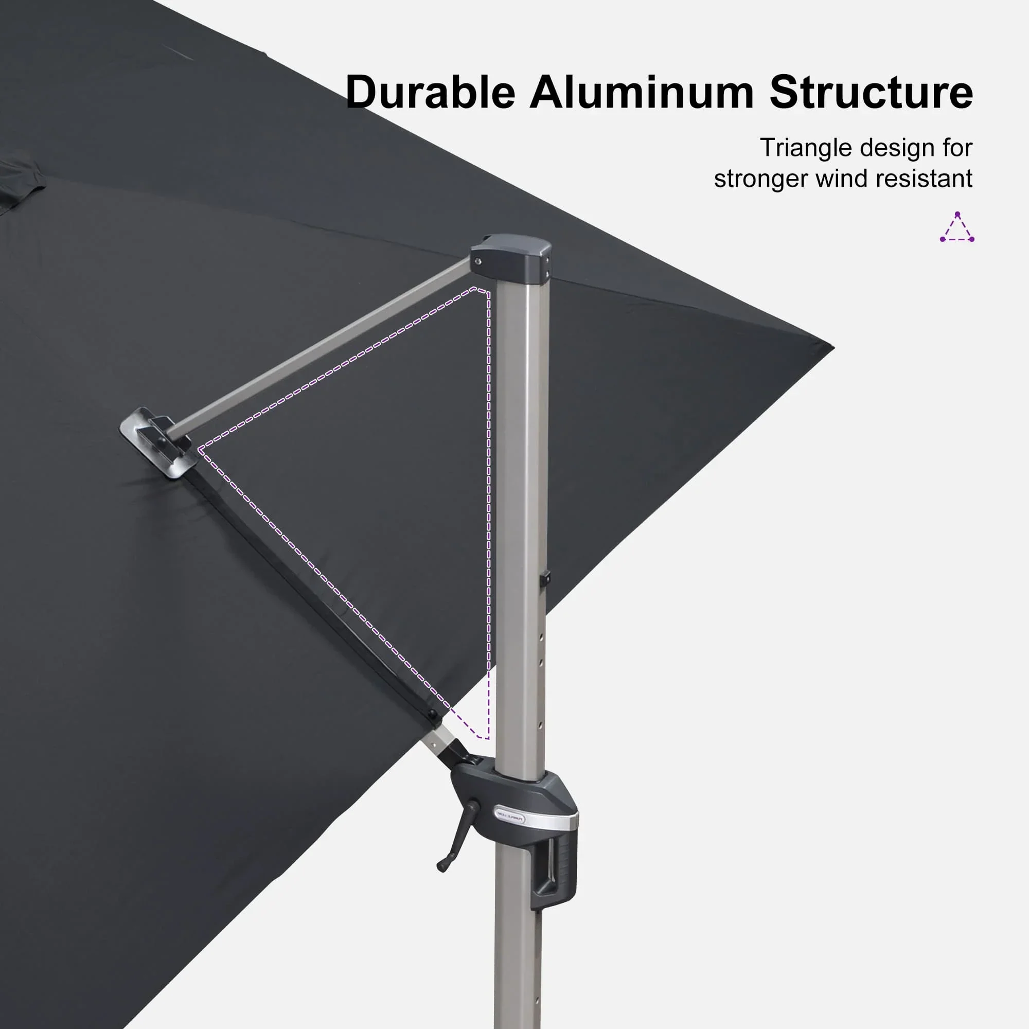 PURPLE LEAF Hailar Deluxe Outdoor Patio Umbrella Aluminum Cantilever Umbrellas - Image 154