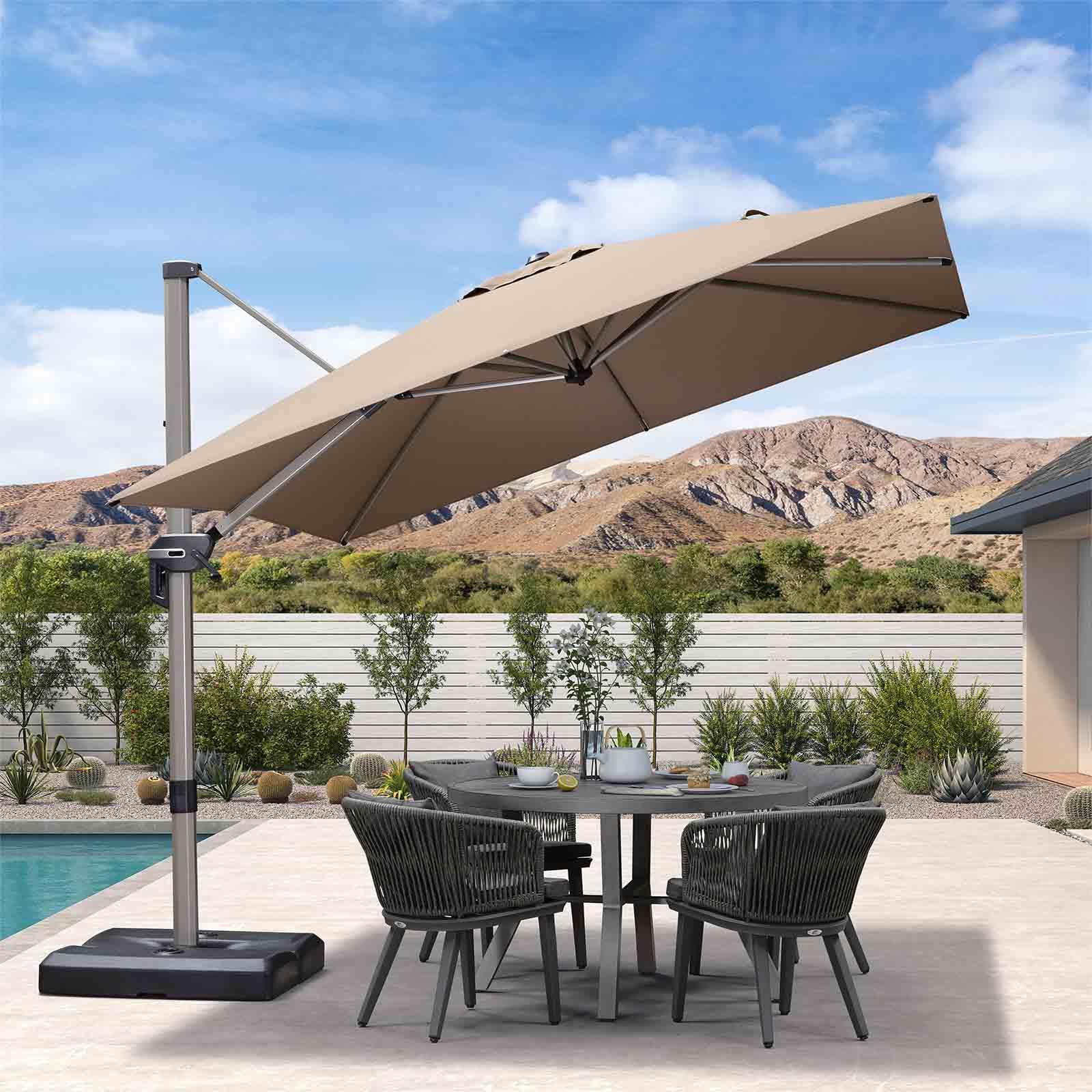 PURPLE LEAF Hailar Deluxe Outdoor Patio Umbrella Aluminum Cantilever Umbrellas - Image 21