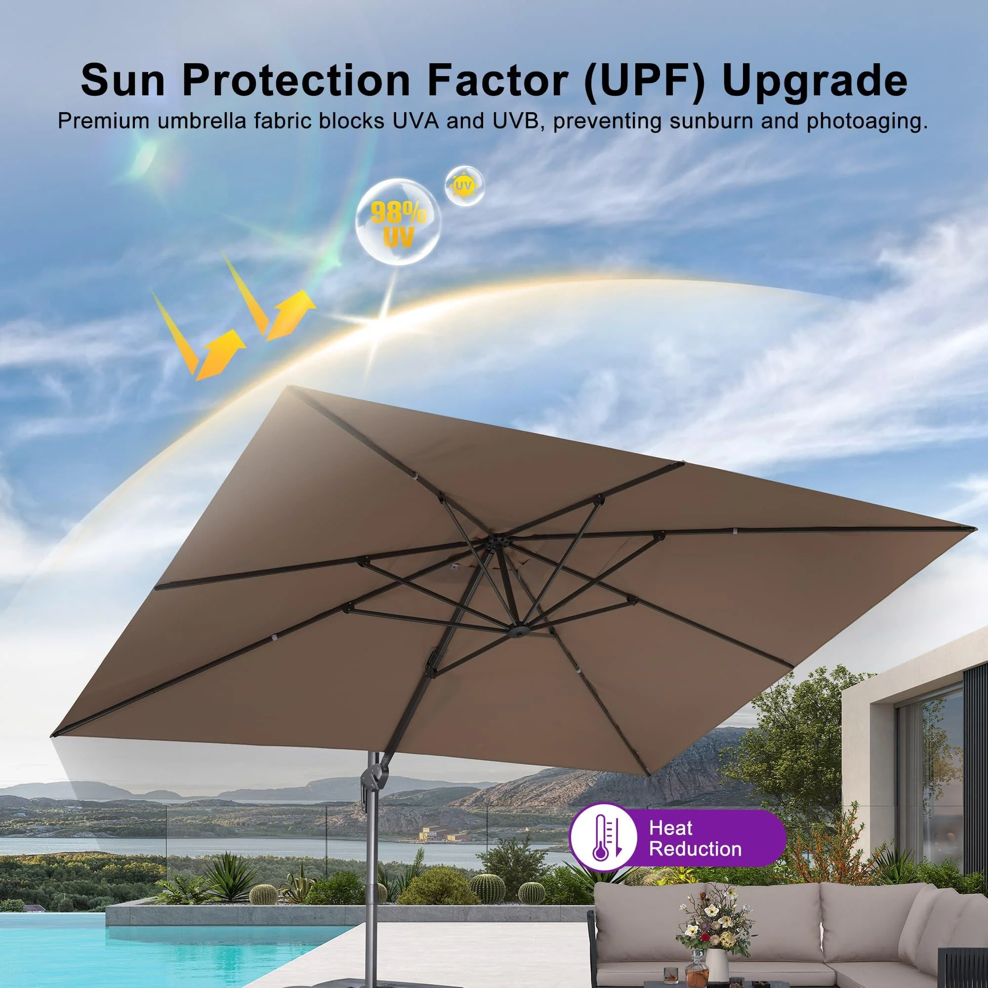 PURPLE LEAF UV Resistant Affordable Patio Outdoor Umbrella with Recycled Fabric - Image 170