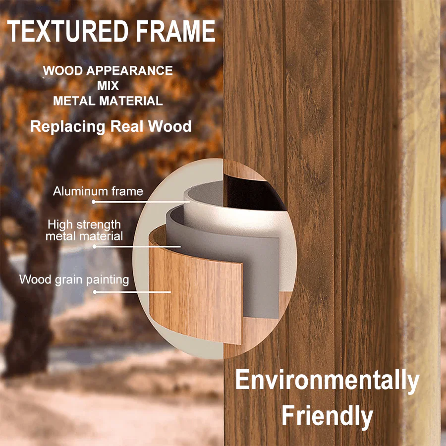 PURPLE LEAF Hardtop Gazebo for Patio Wood Grain Galvanized Steel Frame Awning with String Lights-milky - Image 23