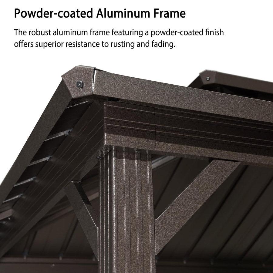 PURPLE LEAF Hardtop Grill Gazebo for Patio Bronze Permanent Metal Roof Outside Sun Shade Outdoor BBQ Canopy with String Lights - Image 53