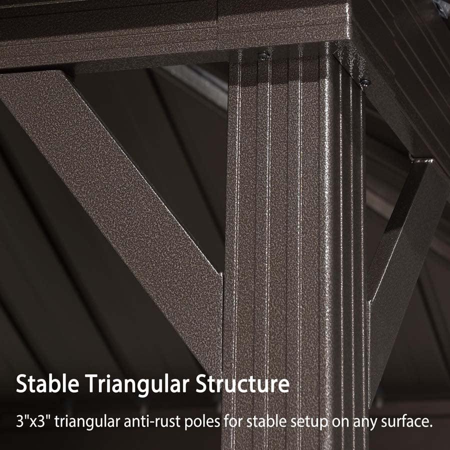 PURPLE LEAF Hardtop Grill Gazebo for Patio Bronze Permanent Metal Roof Outside Sun Shade Outdoor BBQ Canopy with String Lights - Image 54