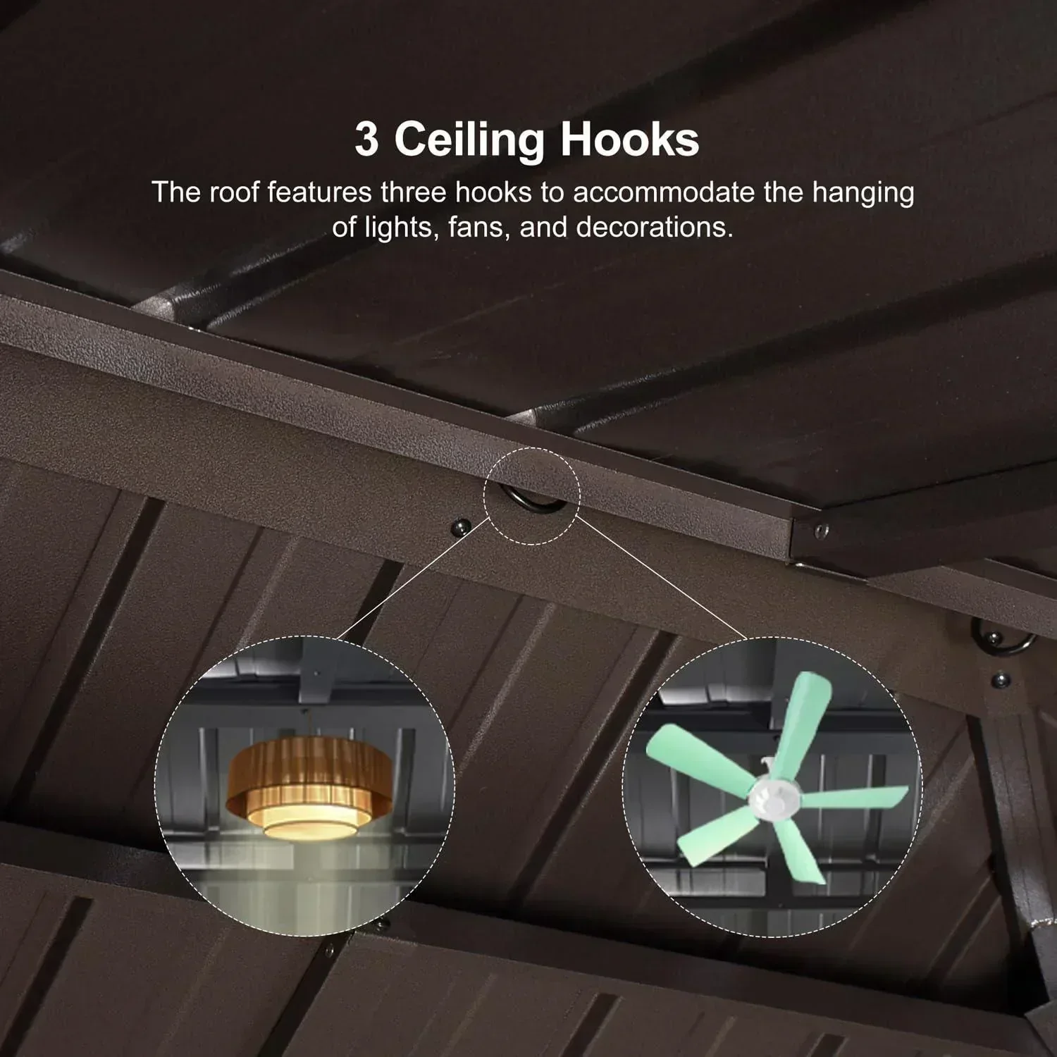 PURPLE LEAF Hardtop Grill Gazebo for Patio Bronze Permanent Metal Roof Outside Sun Shade Outdoor BBQ Canopy with String Lights - Image 9