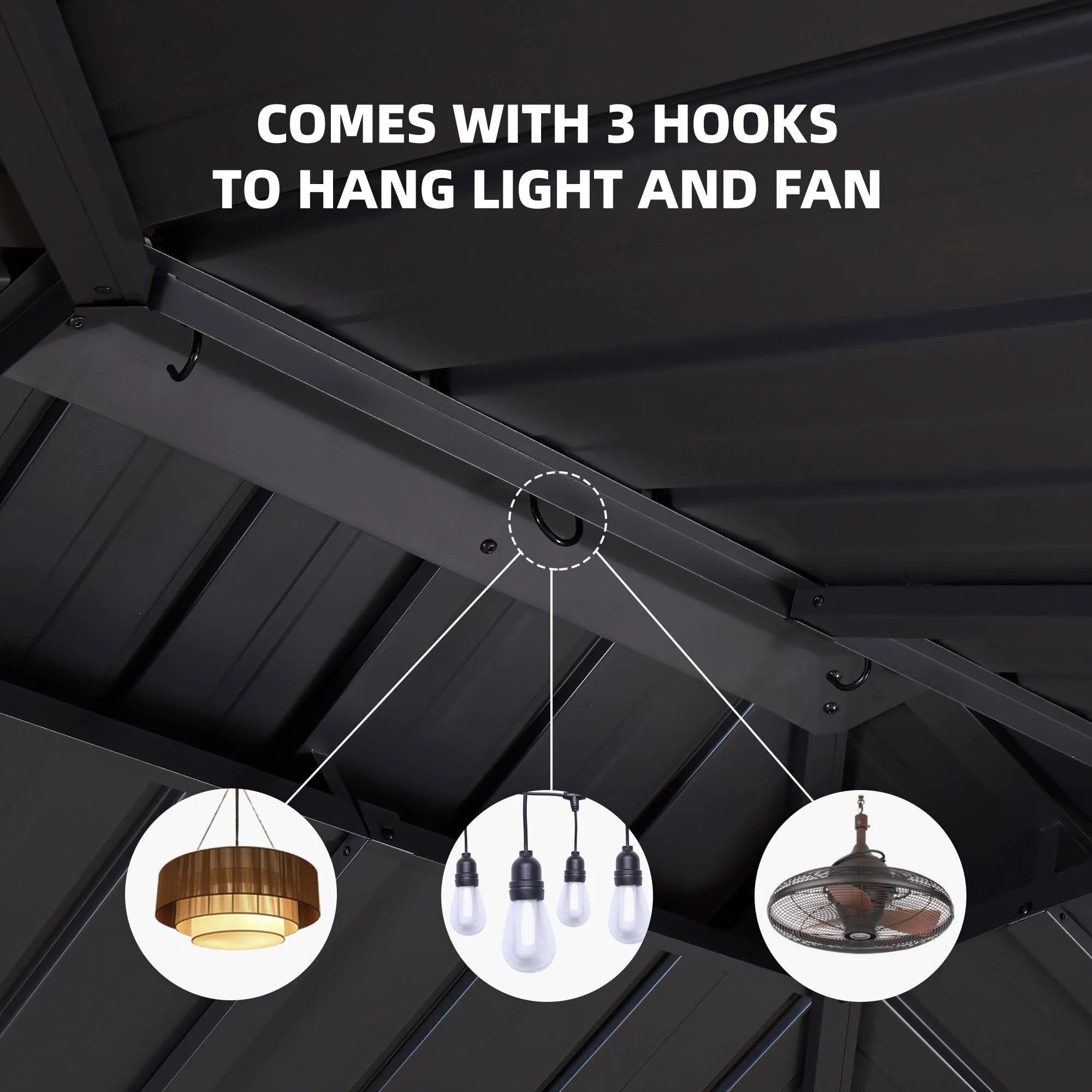 PURPLE LEAF Hardtop Grill Gazebo for Patio Grey Permanent Metal Roof Outside Sun Shade Outdoor BBQ Canopy - Image 12