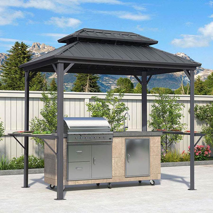 PURPLE LEAF Hardtop Grill Gazebo for Patio Grey Permanent Metal Roof Outside Sun Shade Outdoor BBQ Canopy - Image 16