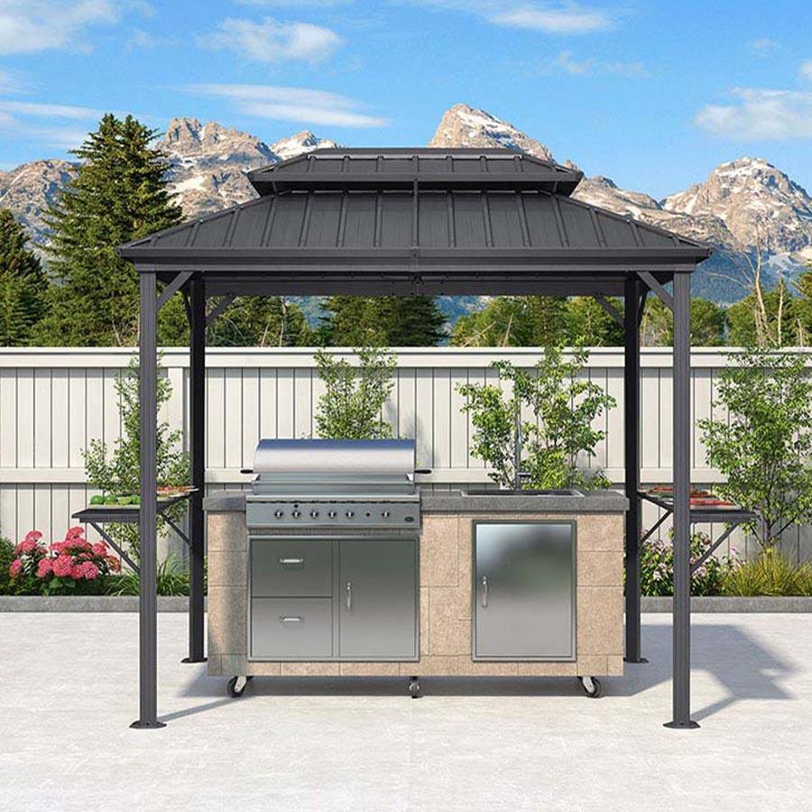 PURPLE LEAF Hardtop Grill Gazebo for Patio Grey Permanent Metal Roof Outside Sun Shade Outdoor BBQ Canopy - Image 19