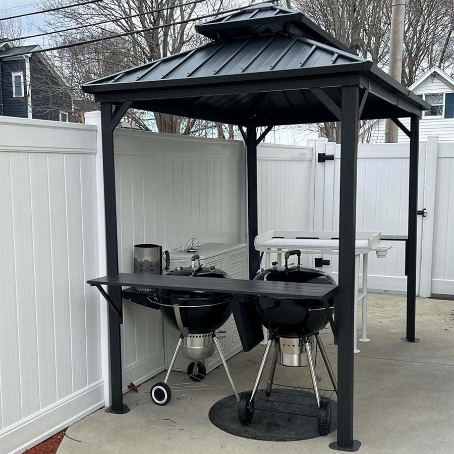 PURPLE LEAF Hardtop Grill Gazebo for Patio Grey Permanent Metal Roof Outside Sun Shade Outdoor BBQ Canopy - Image 24