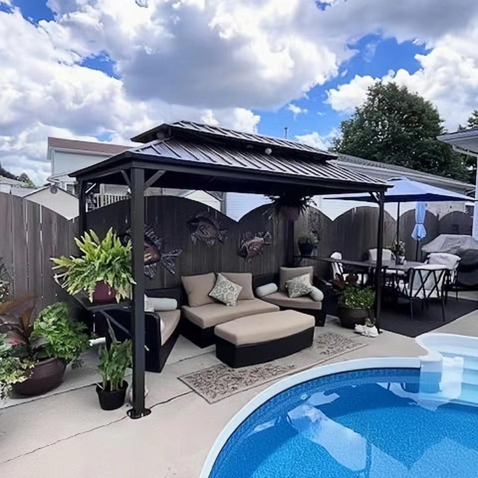 PURPLE LEAF Hardtop Grill Gazebo for Patio Grey Permanent Metal Roof Outside Sun Shade Outdoor BBQ Canopy - Image 28