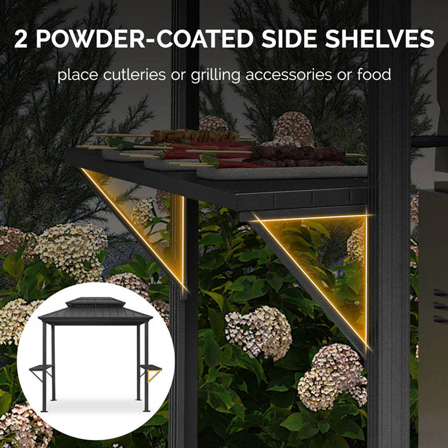 PURPLE LEAF Hardtop Grill Gazebo for Patio Grey Permanent Metal Roof Outside Sun Shade Outdoor BBQ Canopy - Image 32