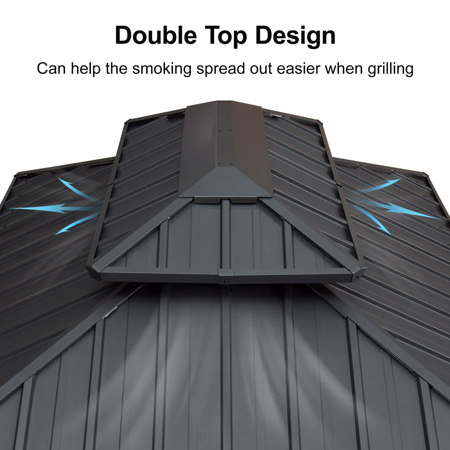 PURPLE LEAF Hardtop Grill Gazebo for Patio Grey Permanent Metal Roof Outside Sun Shade Outdoor BBQ Canopy - Image 33