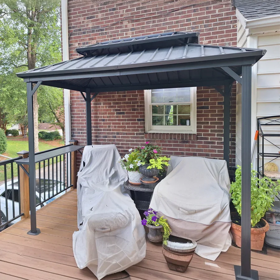PURPLE LEAF Hardtop Grill Gazebo for Patio Grey Permanent Metal Roof Outside Sun Shade Outdoor BBQ Canopy - Image 40