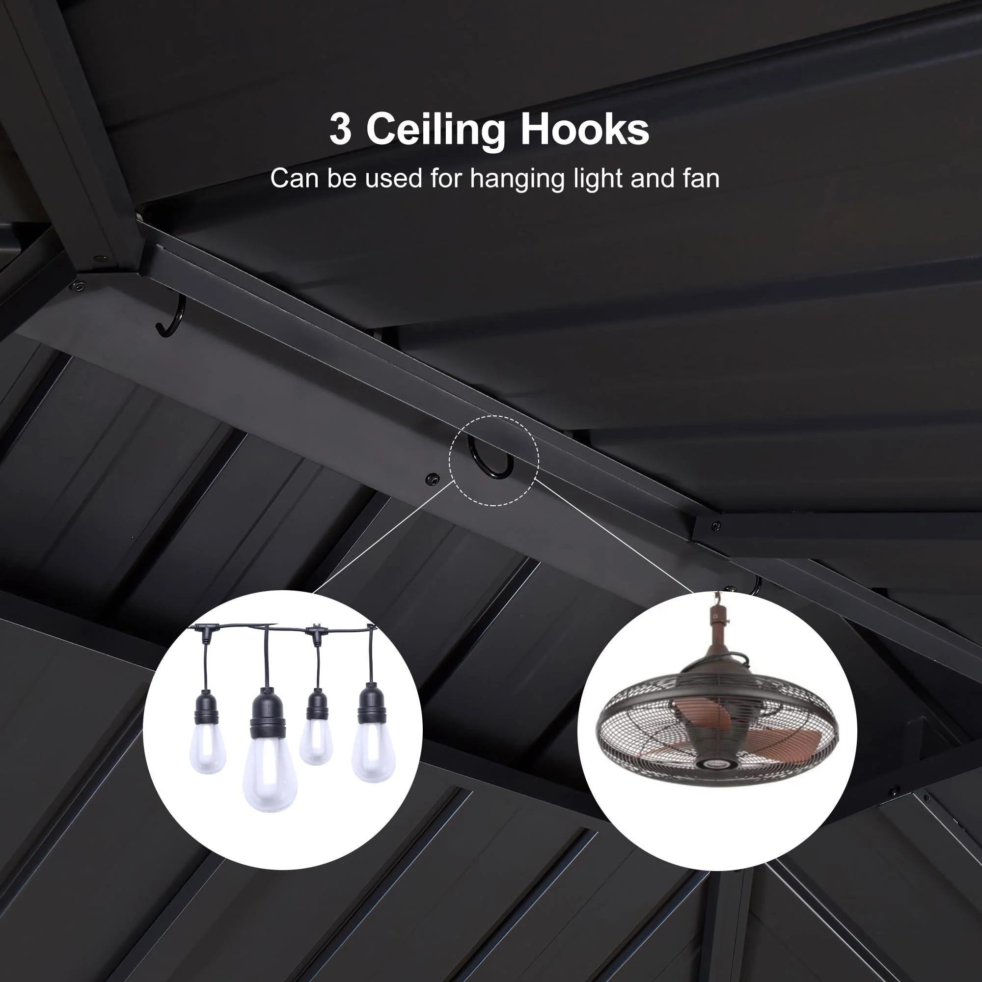 PURPLE LEAF Hardtop Grill Gazebo for Patio Grey Permanent Metal Roof Outside Sun Shade Outdoor BBQ Canopy - Image 6