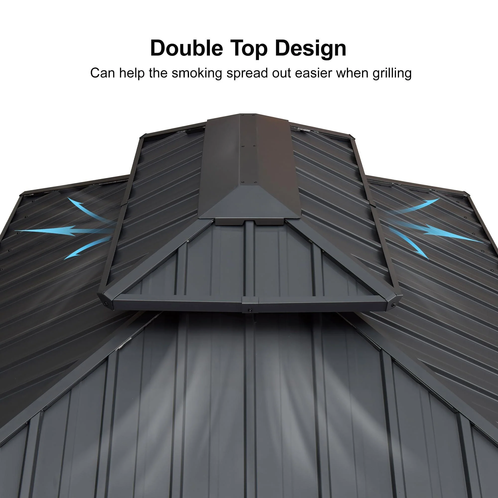 PURPLE LEAF Hardtop Grill Gazebo for Patio Grey Permanent Metal Roof Outside Sun Shade Outdoor BBQ Canopy - Image 8