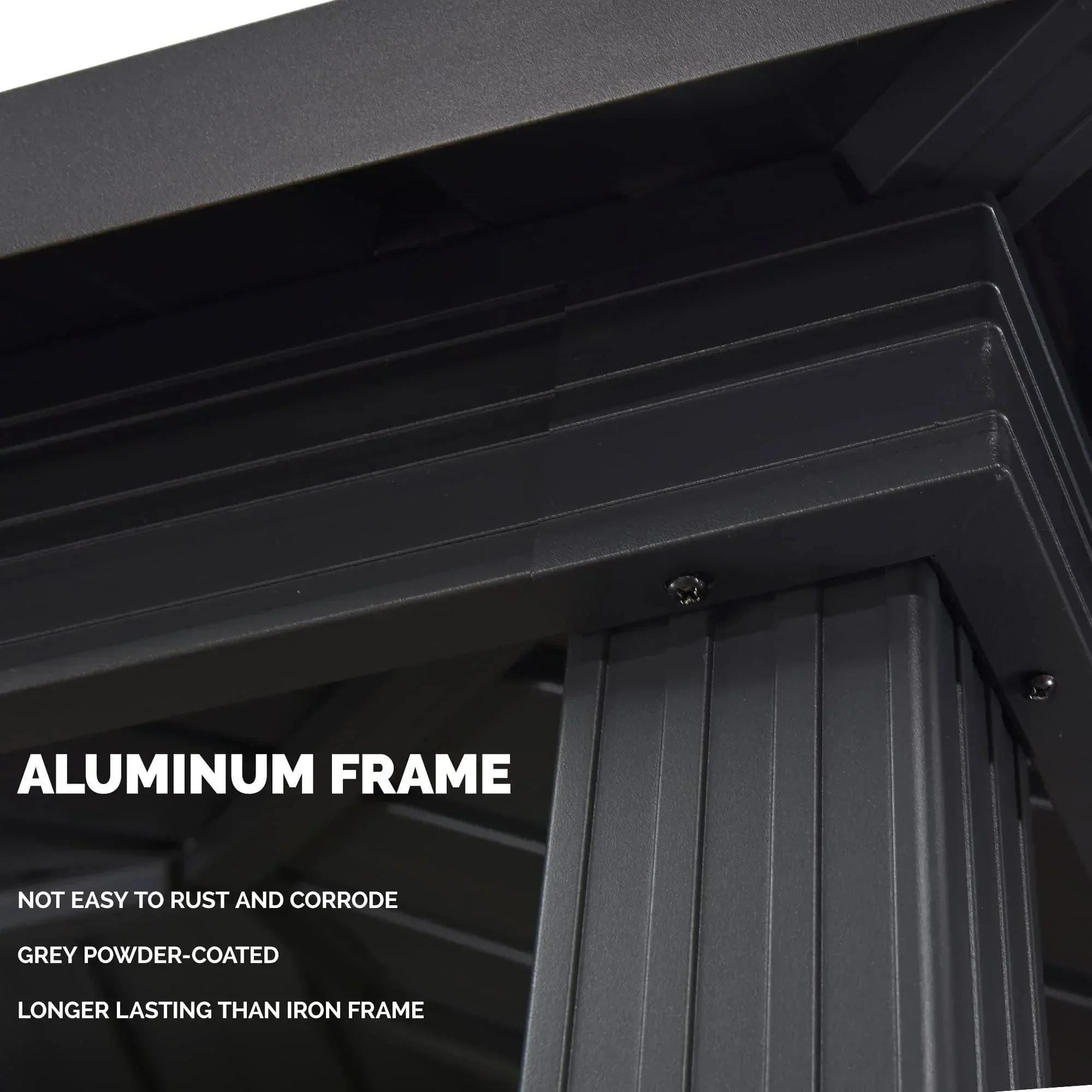 PURPLE LEAF Hardtop Grill Gazebo for Patio Grey Permanent Metal Roof Outside Sun Shade Outdoor BBQ Canopy with String Lights - Image 21