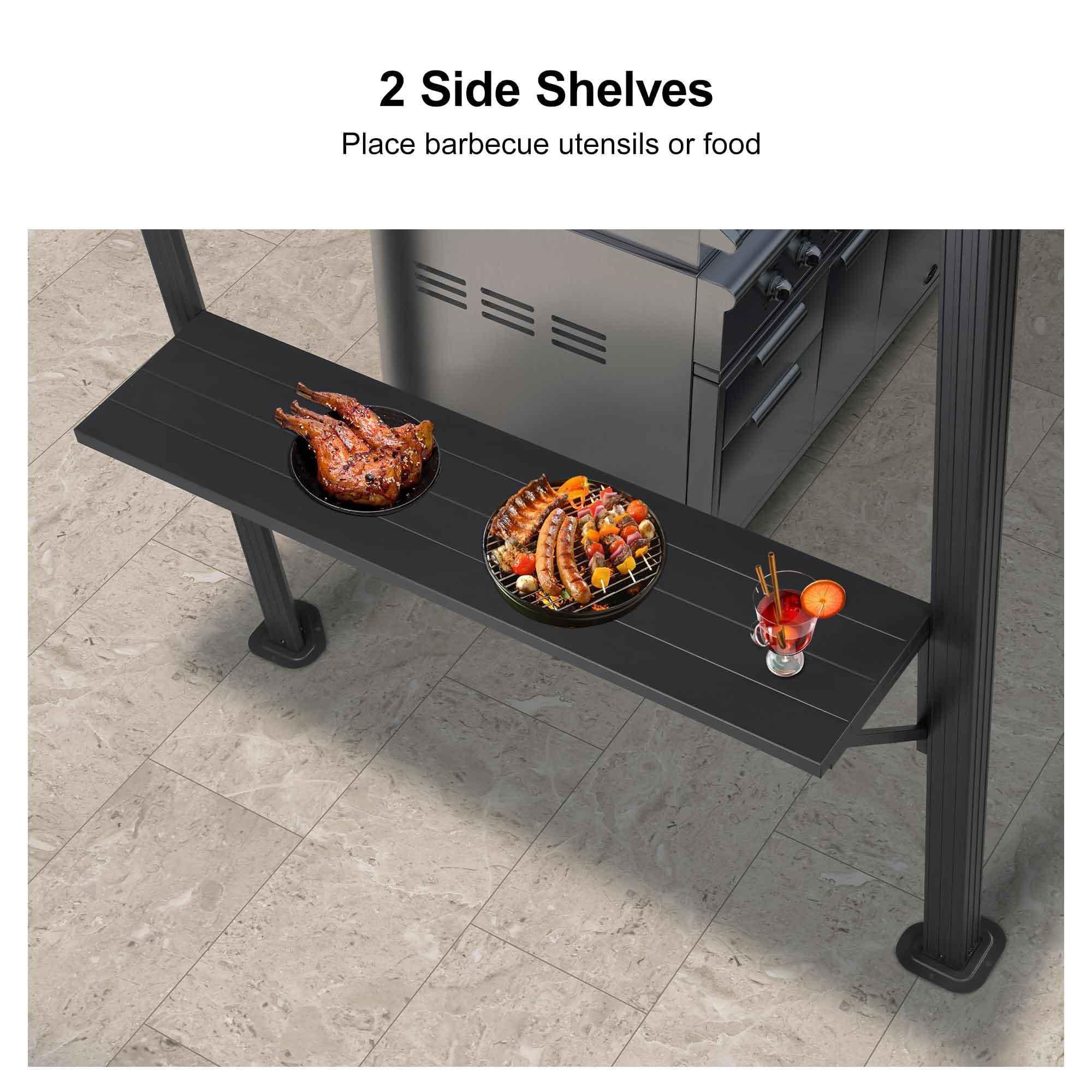 PURPLE LEAF Hardtop Grill Gazebo for Patio Grey Permanent Metal Roof Outside Sun Shade Outdoor BBQ Canopy with String Lights - Image 35