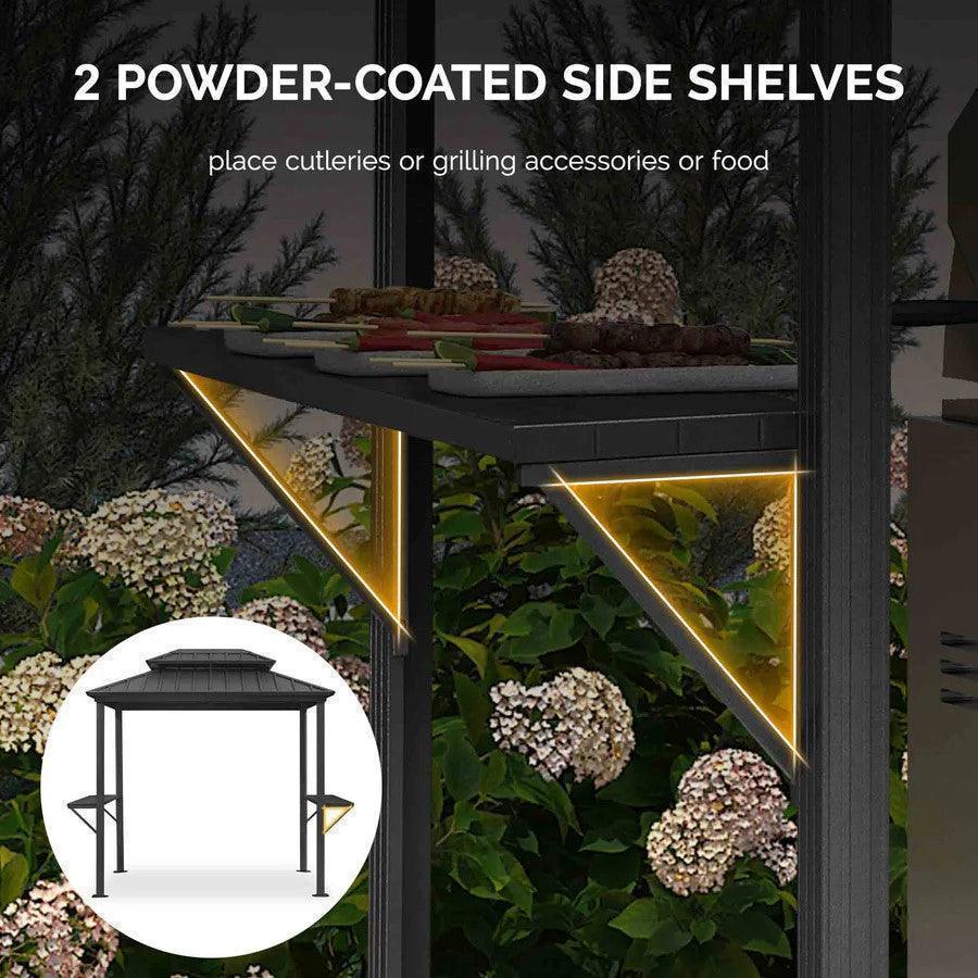 PURPLE LEAF Hardtop Grill Gazebo for Patio Grey Permanent Metal Roof Outside Sun Shade Outdoor BBQ Canopy with String Lights - Image 40