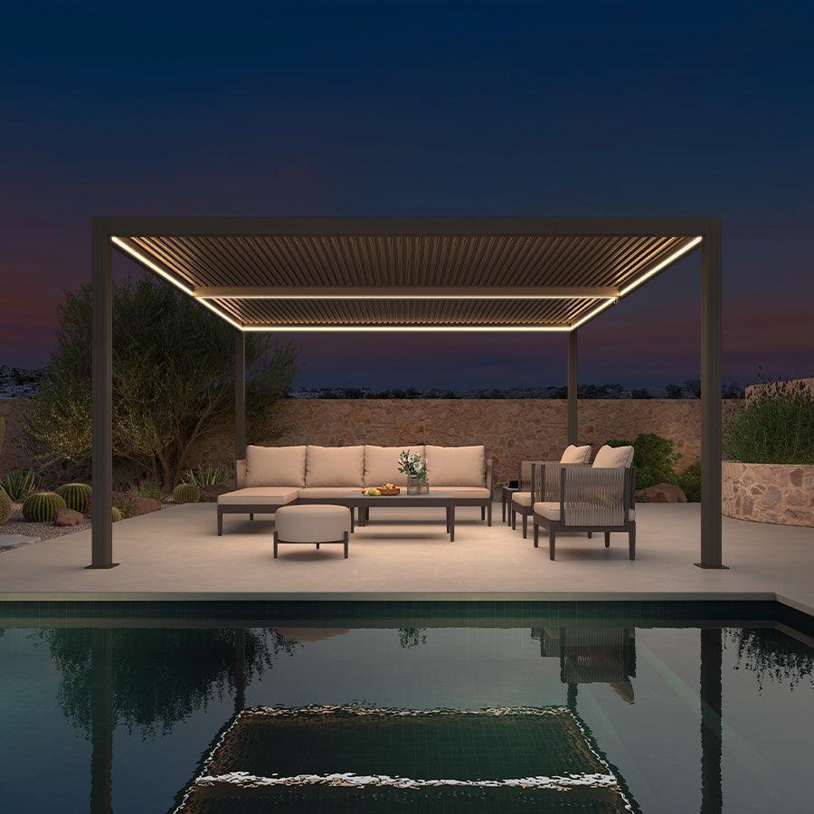 PURPLE LEAF Athena Louvered Pergola Bronze Outdoor Aluminum Pergola with Strip Lights Adjustable Gazebo for Patio Deck Garden - Image 12