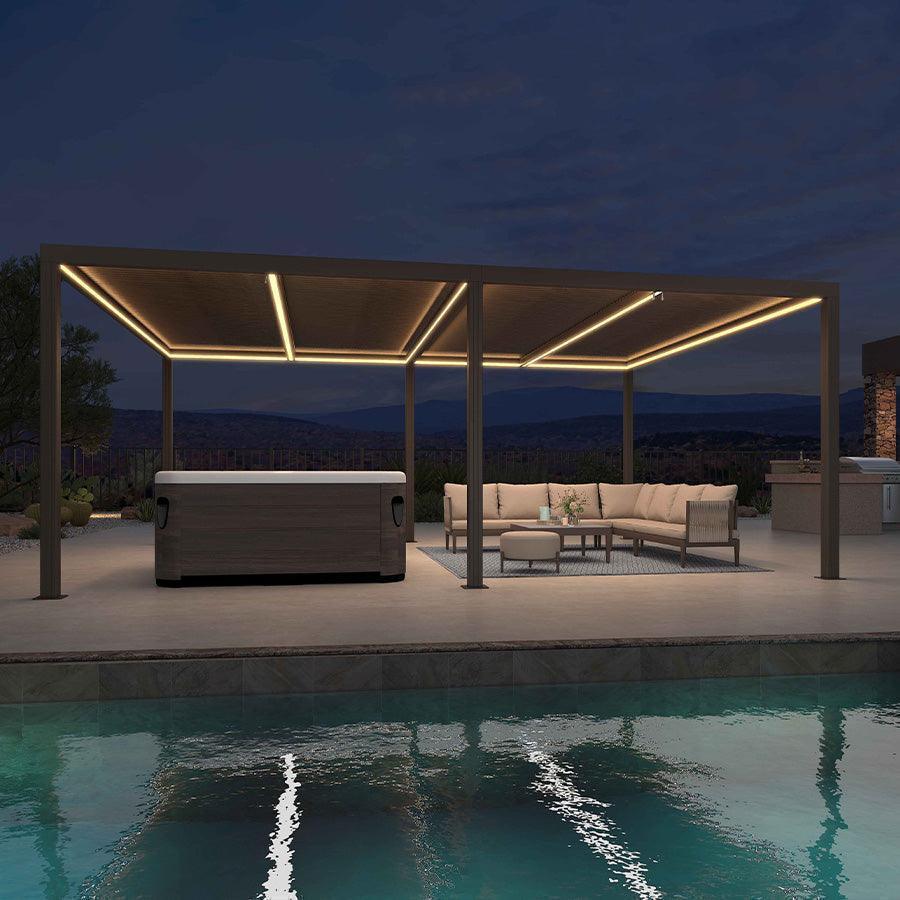 PURPLE LEAF Athena Louvered Pergola Bronze Outdoor Aluminum Pergola with Strip Lights Adjustable Gazebo for Patio Deck Garden - Image 16