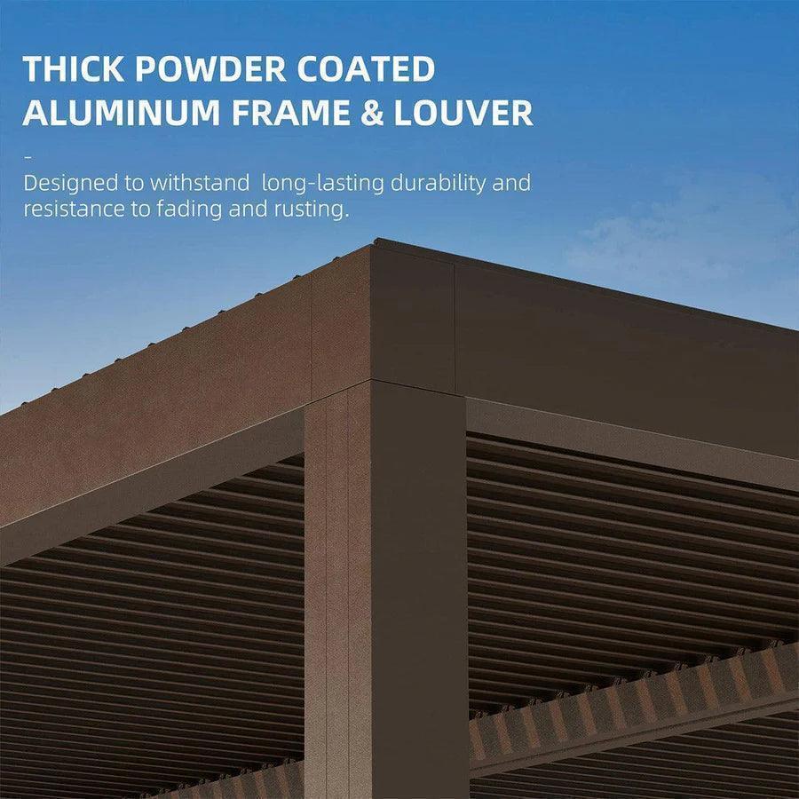 PURPLE LEAF Athena Louvered Pergola Bronze Outdoor Aluminum Pergola with Strip Lights Adjustable Gazebo for Patio Deck Garden - Image 18