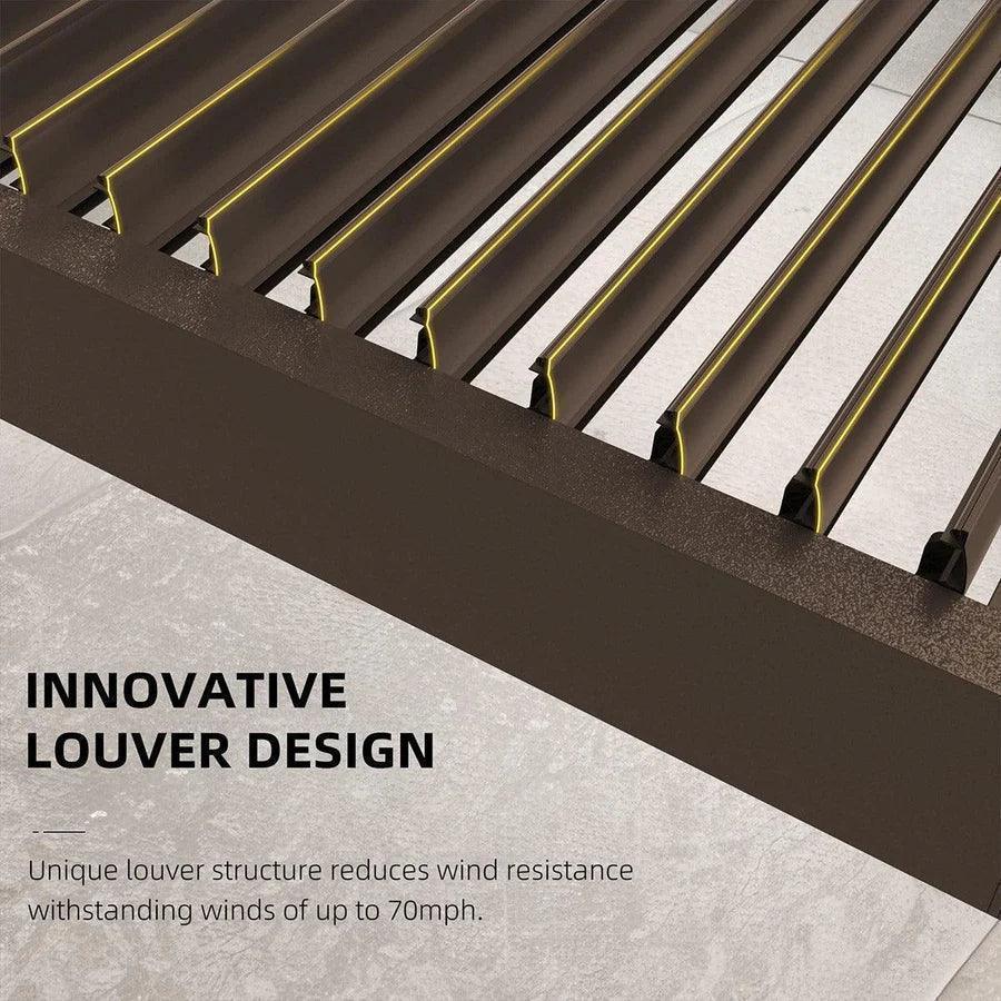 PURPLE LEAF Athena Louvered Pergola Bronze Outdoor Aluminum Pergola with Strip Lights Adjustable Gazebo for Patio Deck Garden - Image 20
