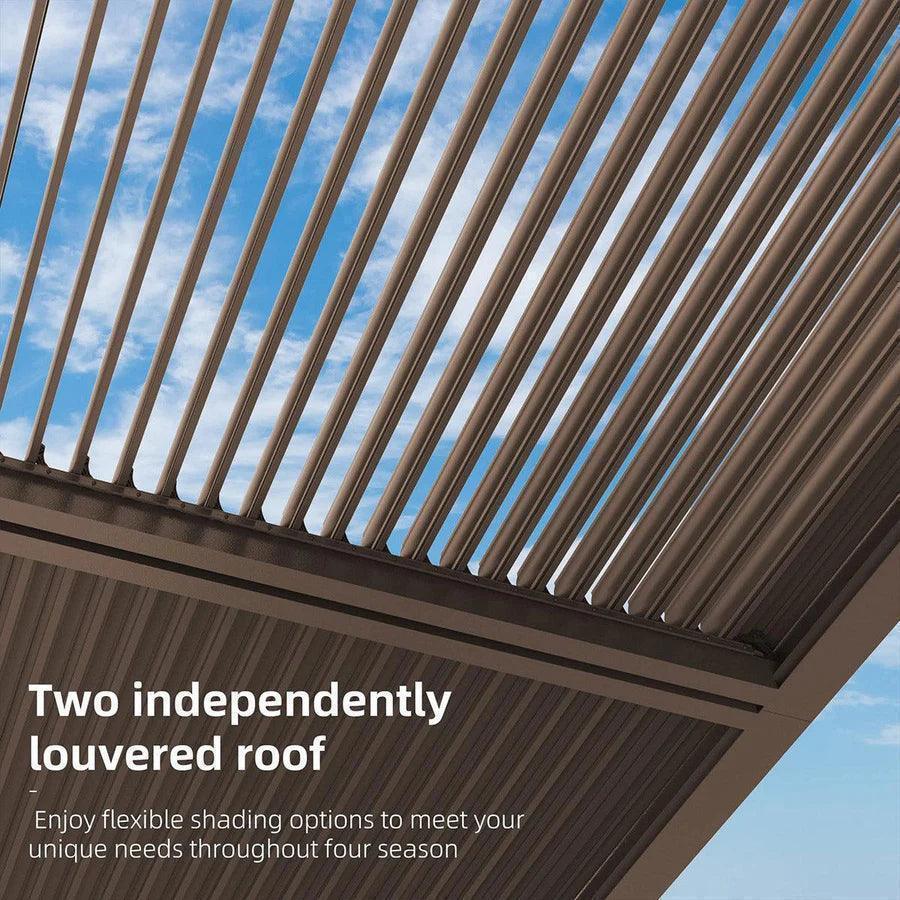 PURPLE LEAF Athena Louvered Pergola Bronze Outdoor Aluminum Pergola with Strip Lights Adjustable Gazebo for Patio Deck Garden - Image 21