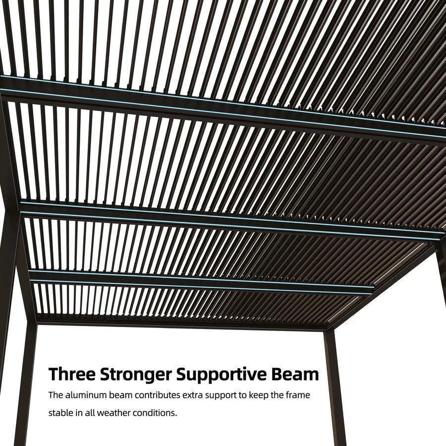 PURPLE LEAF Athena Louvered Pergola Bronze Outdoor Aluminum Pergola with Strip Lights Adjustable Gazebo for Patio Deck Garden - Image 23