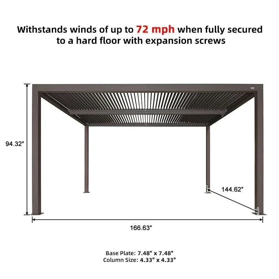 PURPLE LEAF Athena Louvered Pergola Bronze Outdoor Aluminum Pergola with Strip Lights Adjustable Gazebo for Patio Deck Garden - Image 30