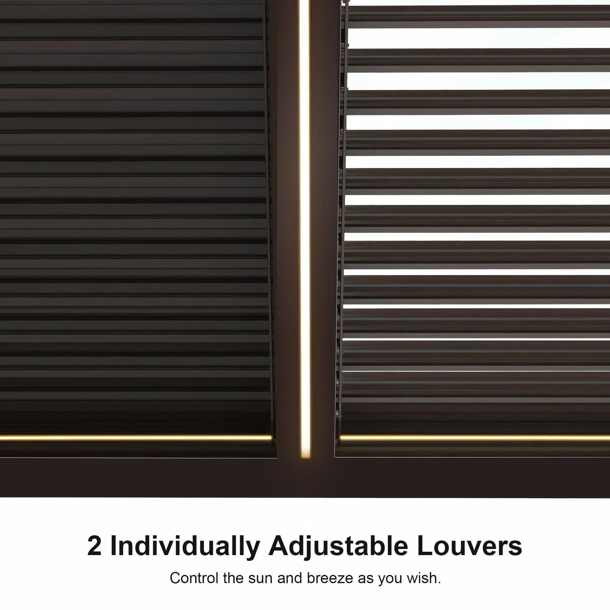 PURPLE LEAF Athena Louvered Pergola Bronze Outdoor Aluminum Pergola with Strip Lights Adjustable Gazebo for Patio Deck Garden - Image 35