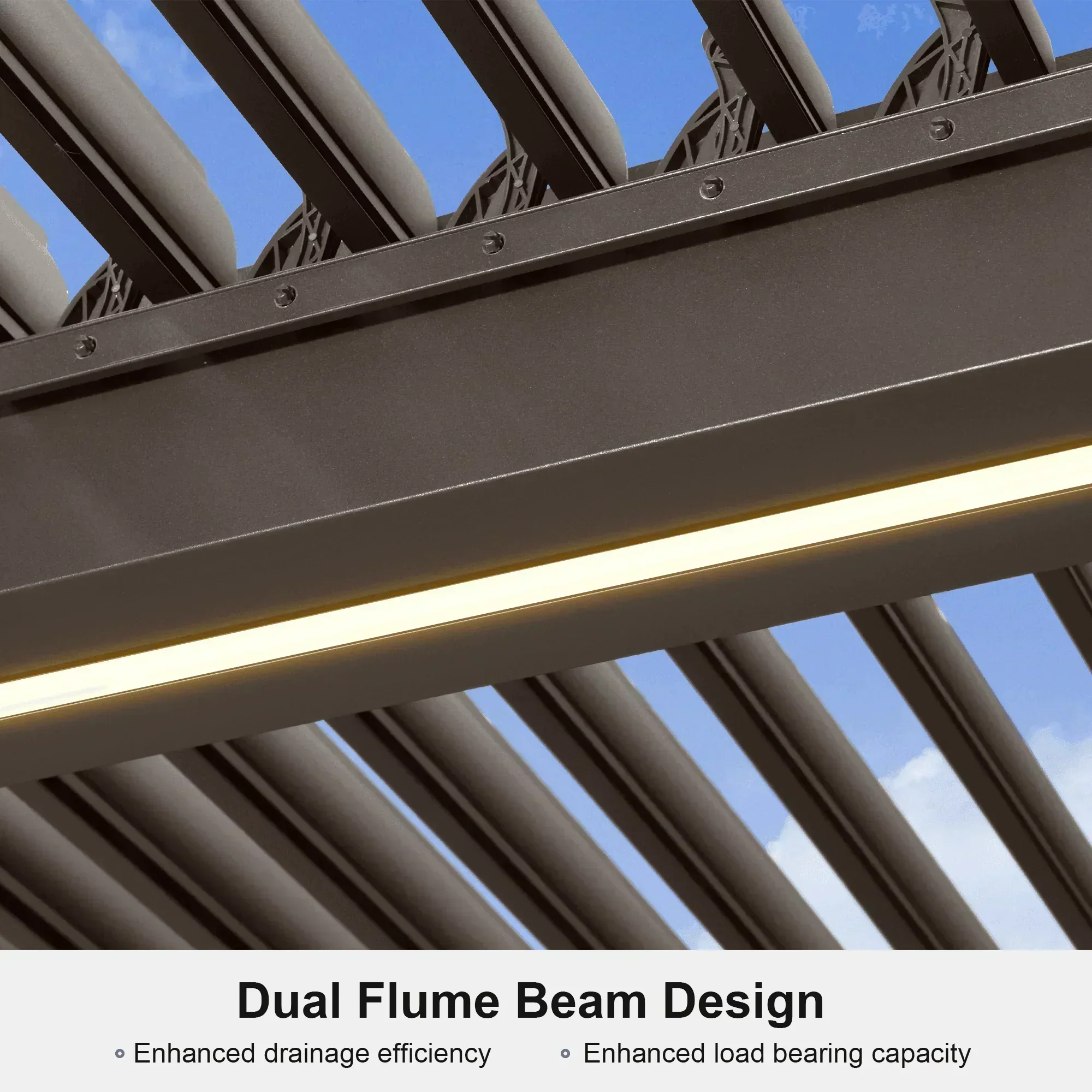 PURPLE LEAF Athena Louvered Pergola Bronze Outdoor Aluminum Pergola with Strip Lights Adjustable Gazebo for Patio Deck Garden - Image 36