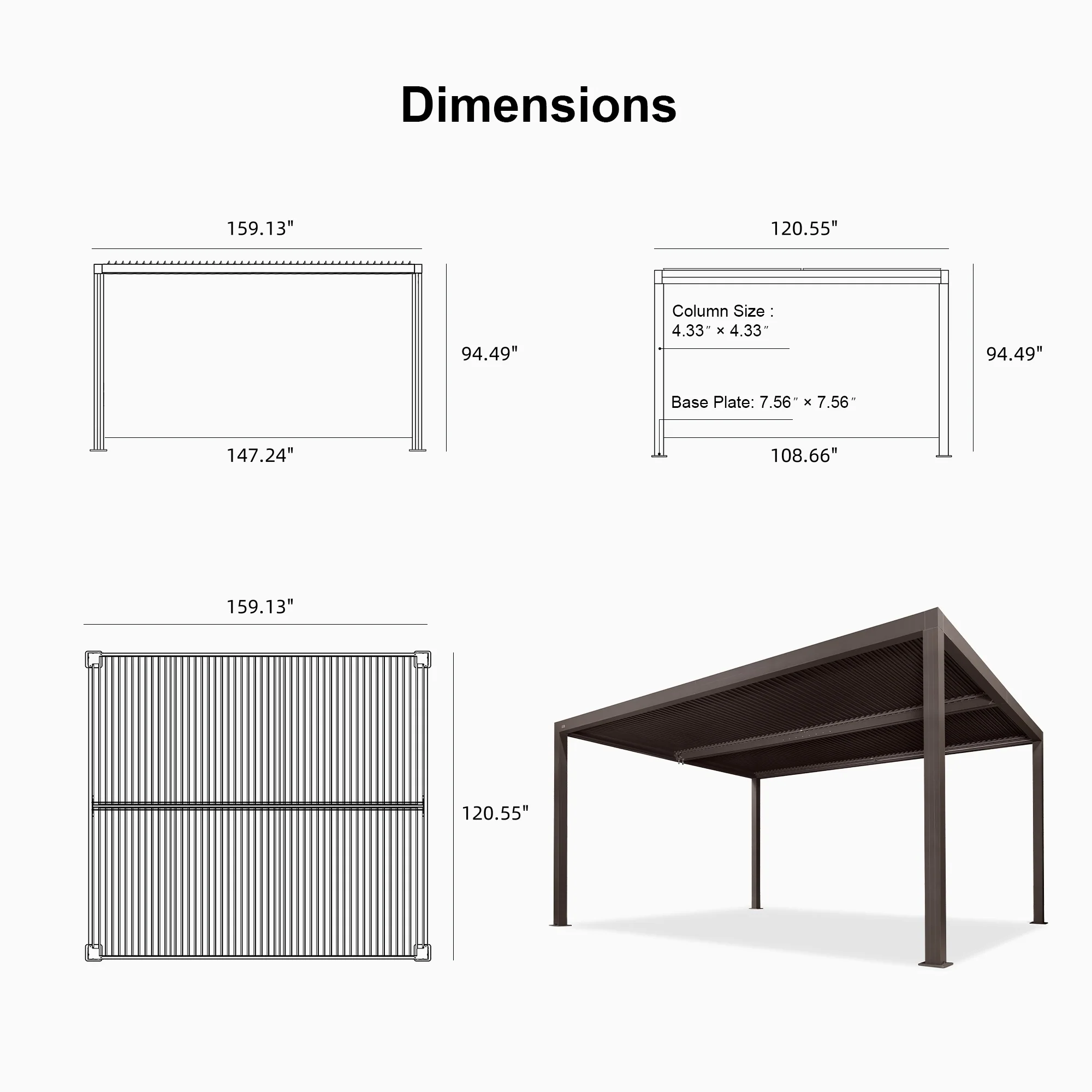 PURPLE LEAF Athena Louvered Pergola Bronze Outdoor Aluminum Pergola with Strip Lights Adjustable Gazebo for Patio Deck Garden - Image 37