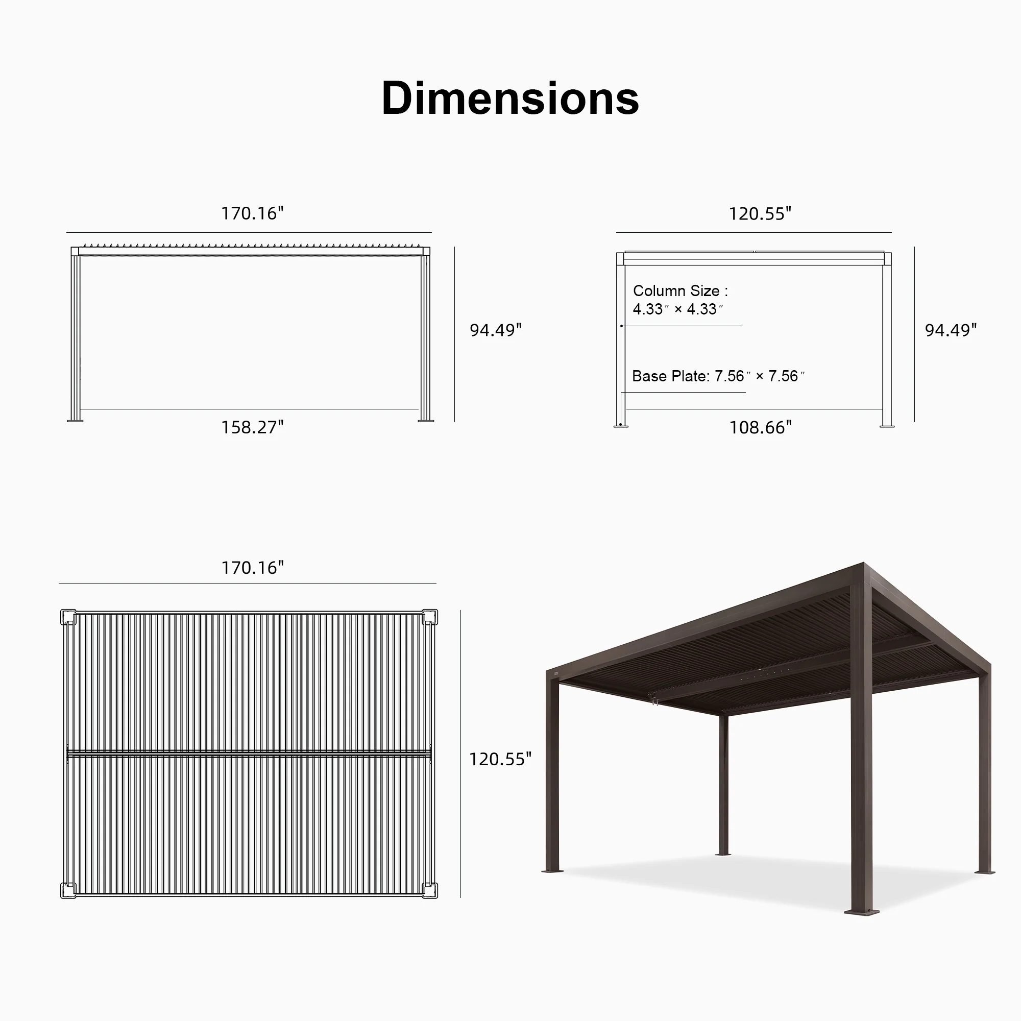 PURPLE LEAF Athena Louvered Pergola Bronze Outdoor Aluminum Pergola with Strip Lights Adjustable Gazebo for Patio Deck Garden - Image 38
