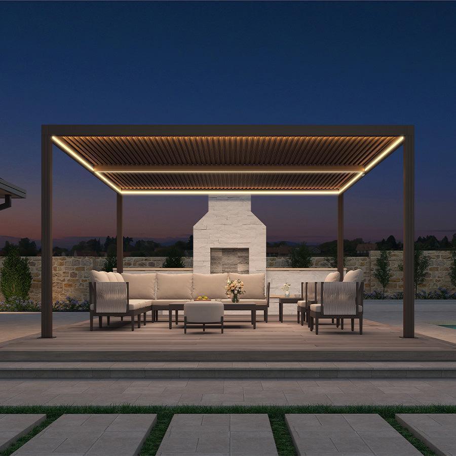 PURPLE LEAF Athena Louvered Pergola Bronze Outdoor Aluminum Pergola with Strip Lights Adjustable Gazebo for Patio Deck Garden - Image 4