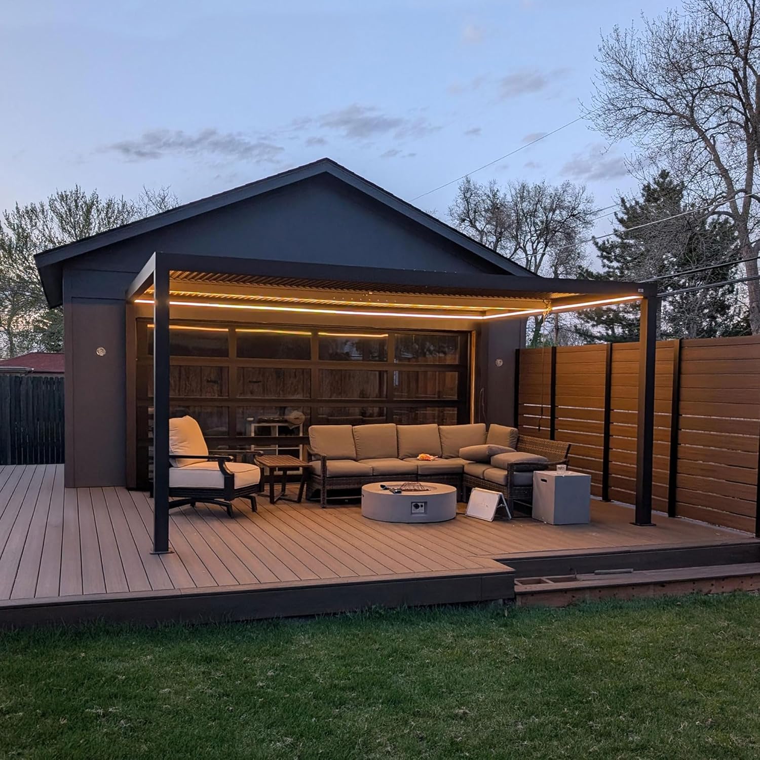 PURPLE LEAF Athena Louvered Pergola Bronze Outdoor Aluminum Pergola with Strip Lights Adjustable Gazebo for Patio Deck Garden - Image 45