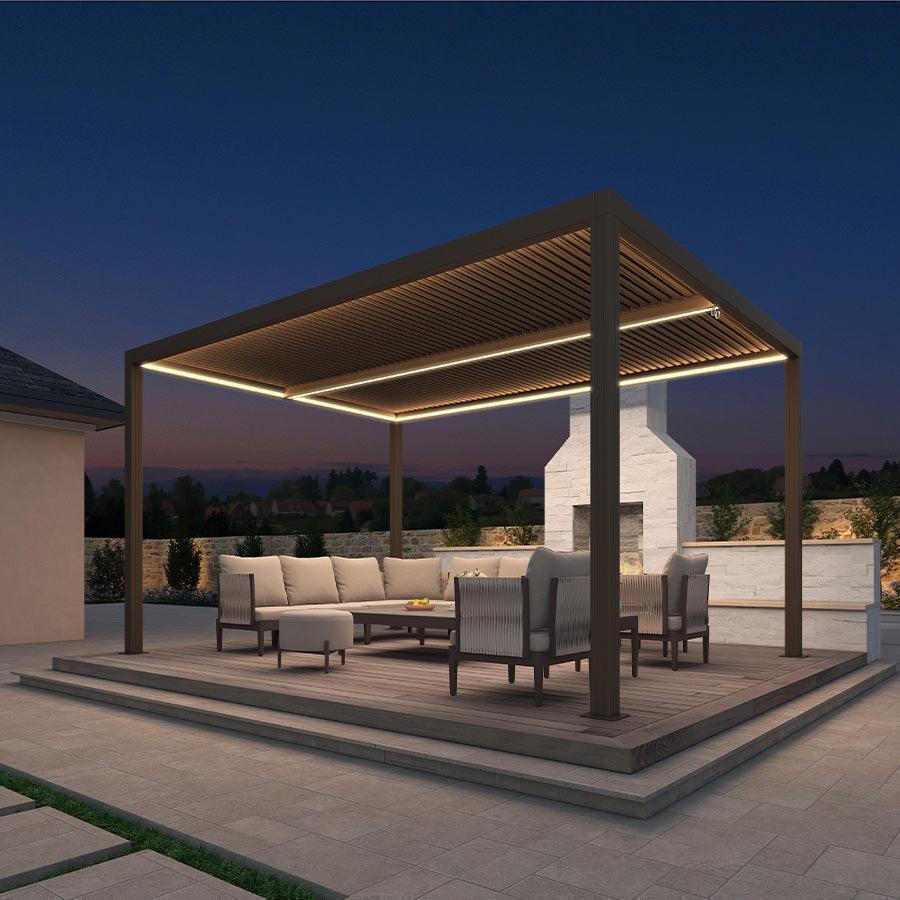 PURPLE LEAF Athena Louvered Pergola Bronze Outdoor Aluminum Pergola with Strip Lights Adjustable Gazebo for Patio Deck Garden - Image 5